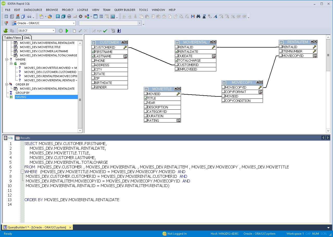 screenshot of Rapid SQL